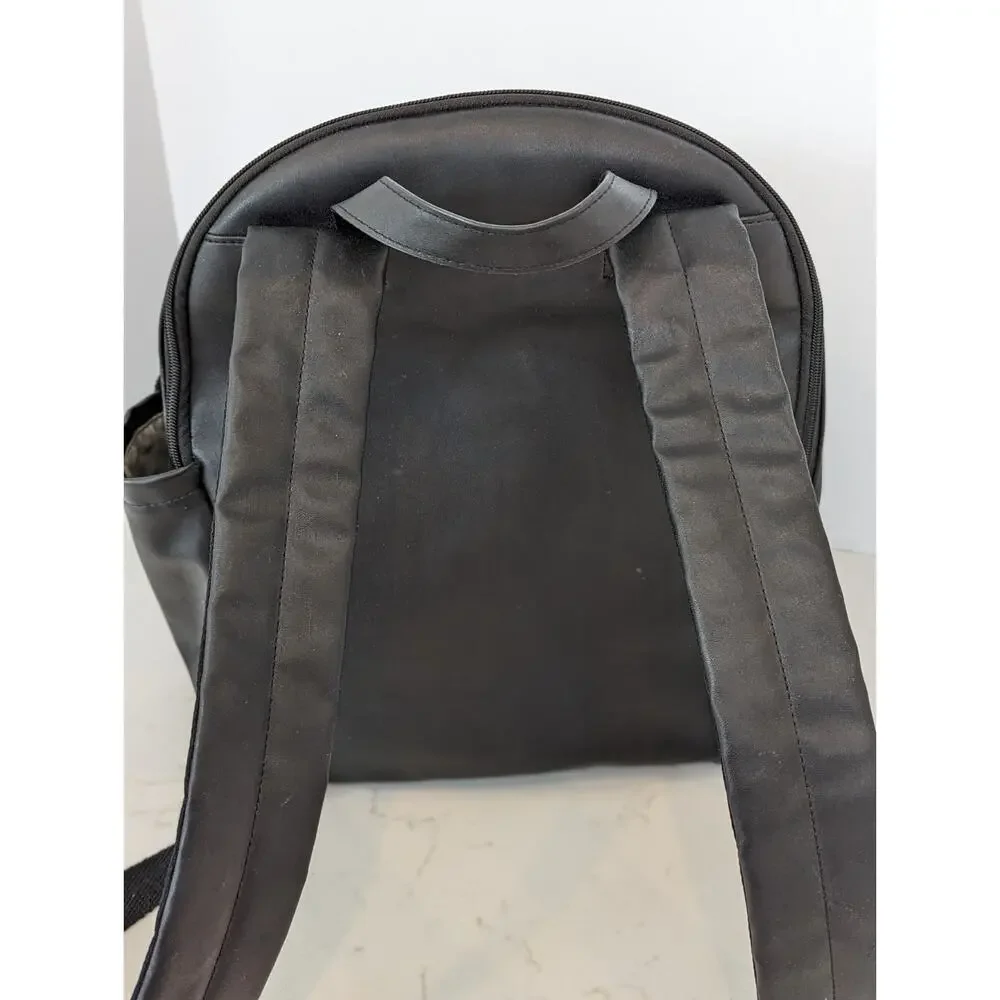 Skip Hop Greenwich Diaper Backpack Black Vegan Leather Rose Gold Hardware
